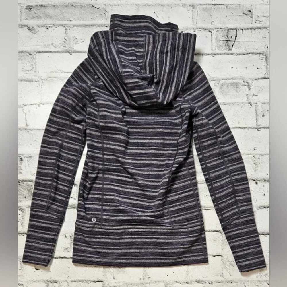 Lululemon In Stride Zip Jacket Purple Grey Stripe Women’s Size 4